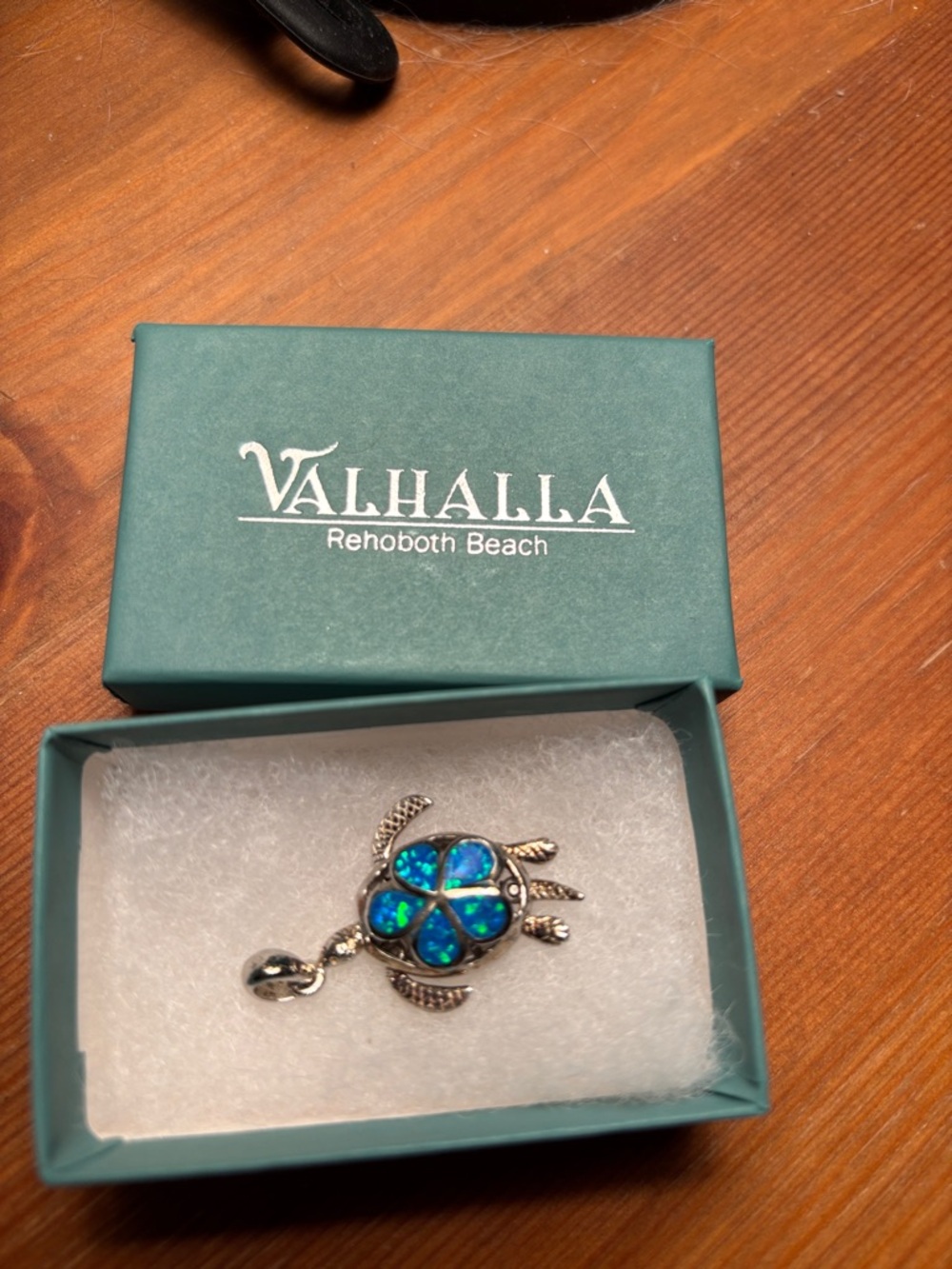 Valhalla Blue Opal Sea Turtle pendant charm - Silver-Tone Coastal Pin